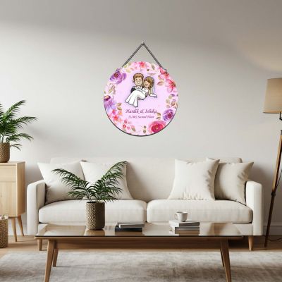 Personalized Floral Couple Name Plate for Home Entrance Unique Newlywed Wedding & Housewarming Gift Nameplate For Couples Door Decorative